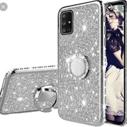 iPhone 11 Pro Diamant Glitzer Hülle mit Fingerhalter Silber