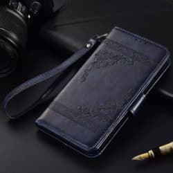 iPhone 13 Luxury Leder Flip Hülle - dunkelblau
